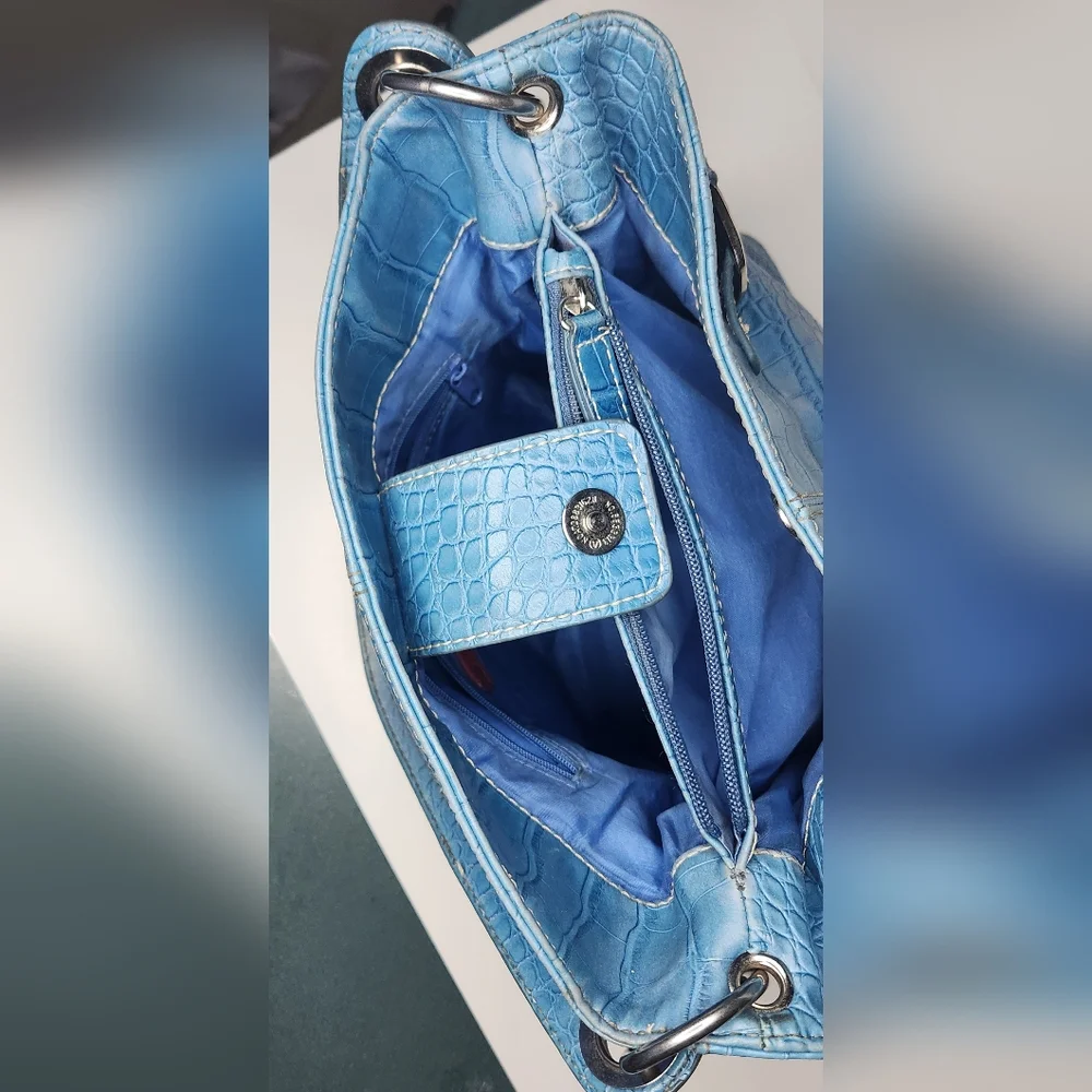 Tommy Hilfiger Baby Blue embossed crocodile faux leather look Purse
